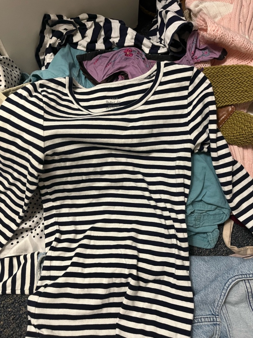 J. Crew Navy and White Striped Long Sleeve Tee